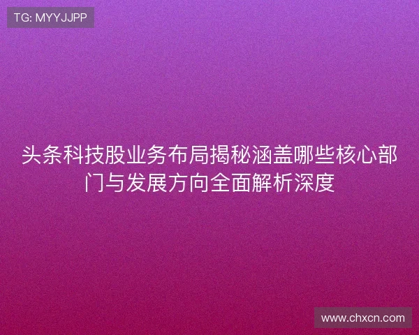 头条科技股业务布局揭秘涵盖哪些核心部门与发展方向全面解析深度